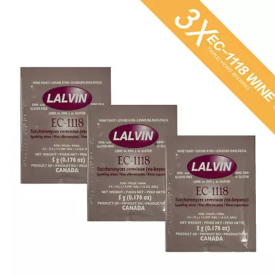 £5.45 • Buy 3 X Lalvin EC-1118 Wine Yeast 5g Home Brew Wine Cider Champagne Yeast
