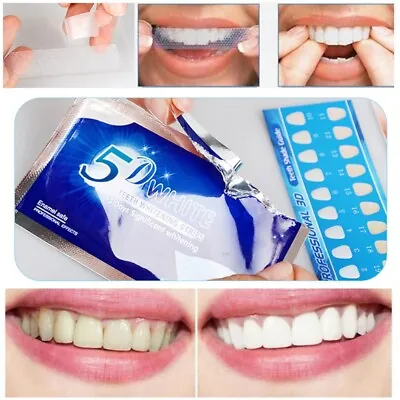 $9.99 • Buy 5d Teeth Whitening Strip Pro Safe White Tooth Clean Gel Bleach Dental Strength A