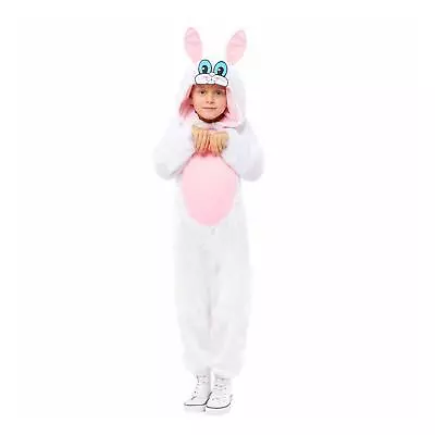 Children's Kids White Pink Easter Fancy Dress Jumpsuit Ears Rabbit Bunny Costume • £19.19