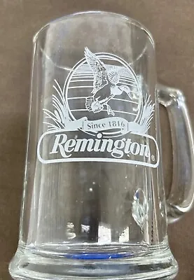 Remington Since 1816 Etched Duck Glass Beer Mugs 12 Oz 5.5” EUC • $9.99