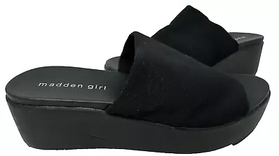 Madden Girl Women's Shelbie Slip On Wedge Sandals Black Size:7.5 205T • $54.99