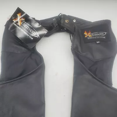 MEN'S XELEMENT LEATHER ADVANCED MOTORCYCLE GEAR CHAPS PANTS Size 32 Black • $49.99