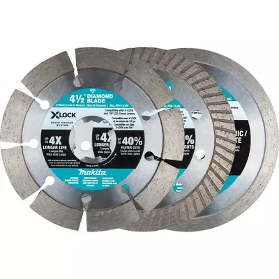 X-lock 4-1/2 In. Diamond Blade Variety Pack For Masonry Cutting (3-pieces) | • $46.19