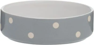  Mason Cash Pet Bowl Polka Dot Grey For Water And Wet Or Dry Food 13cm And 18cm • £12.71