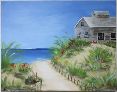 Cape Cod  Ocean Cottage Cape Cod Acrylic On Canvas Orginal Signed By JAB • $25
