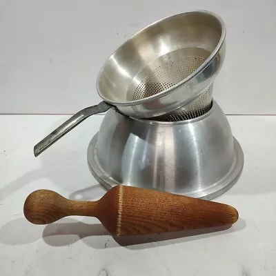 VTG Cone Sieve Tomato Strainer Pulper Unique Stand For Over Pot Rare Complete  • $99.99