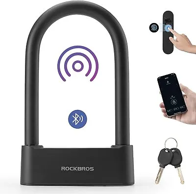 ROCKBROS Smart Bike U Lock Fingerprint Bike Lock App Remote Unlock Heavy Duty  • $47.39