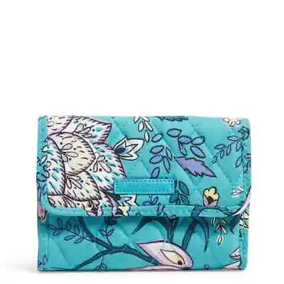 Vera Bradley RFID Euro Wallet Peacock Garden Blue NWT • $25.64