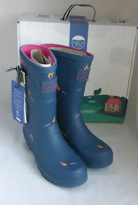 £39.99 • Buy Joules 209675 Molly Welly Teal Pheasant Mid Height Wellingtons Wellies Box Sz 3