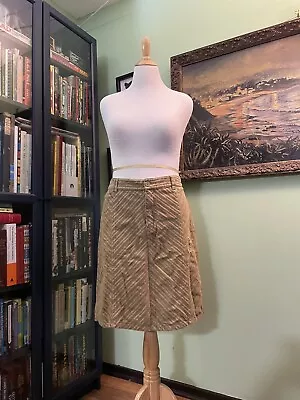 Venezia Women's 18 Corduroy Skirt Brown Chevron Pattern Cotton Knee Length • $25