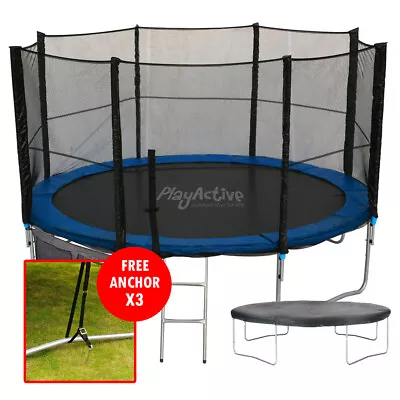 6FT 8FT 10FT 12FT 14FT 16FT Trampoline + Safety Net Enclosure Ladder Rain Cover  • £149.99