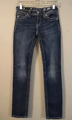 Miss Me Girls Skinny Jeans Size 14 Blue Rhinestones Embroidered • $22.50