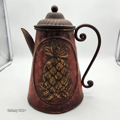 Vintage Rustic Metal Coffee Pot Pineapple Chabby Chic Decor Only Country Farm • $50