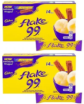 Ice Cream 99 Flake - Cadbury Flake 99 Chocolate Bar 14 Bars - Pack Of 2 • £14.99