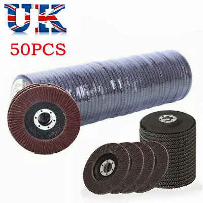 50x FLAP GRINDING SANDING DISCS 115mm 4.5  60 GRIT ANGLE WHEEL • £17.99