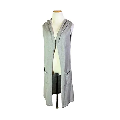 CABI Size XS Grey Hooded Sleeveless Duster Sweater Cardigan 5412 • $17.09