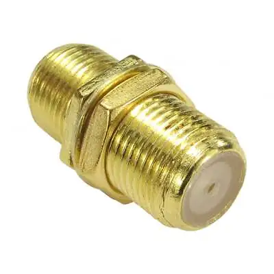 F Type Satellite Female To Female Adapter Screw Barrel Connector Coupler GOLD • £1.79