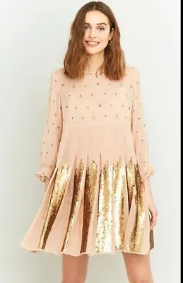 Manoush Sequin Dress Beige Sequin SOLD Out Rose Gold Size 12 • £24.99