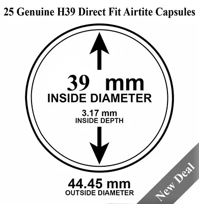 25 H39 Round AirTite Coin Capsules Direct Fit For 1 Oz Silver & Copper Rounds • $16.94