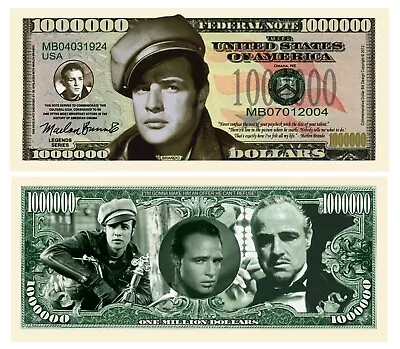 Pack Of 100 - Marlon Brando Million Dollar Bill - For Fans Of This Great Actor • $24.95