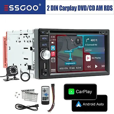 2 DIN Car Stereo CD DVD Carplay Android Auto Bluetooth Radio FM AM + CAMERA MIC • $106.59