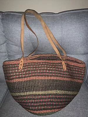 Multi-Colored VTG Boho Sisal Bag / Hippie Stripped Marketbag • $44
