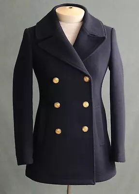 J.Crew 00P Stadium Cloth Nello Gori Peacoat Navy Blue Gold Button Academia Coat • $69