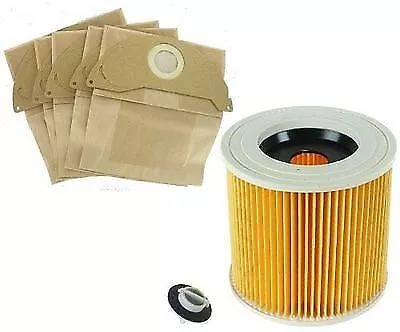 FILTER & BAGS For KARCHER WD2.200 WD3.500 Wet & Dry Vacuum Cleaner Hoover 141 • £11.25