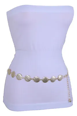 Women Fashion Gold Metal Chain Fashion Hip Waist Belt Circle Charm Size S M L • $15.99