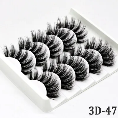 5Pairs 3D Fake Eyelashes Long Thick Natural False Eye Lashes Set Mink Makeup UK • £3.99