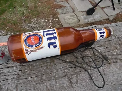 Vtg Store Display Miller Lite Beer Bottle Sign Light Lamp Length 30  Year 1994 • $149.99