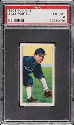 1909-11 T206 Billy Purtell Chicago OLD MILL PSA 6 EXMT (PWCC-A) HIGHEST GRADED • $3383.20