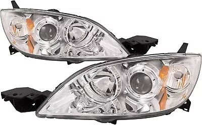 Chrome 2004-2009 For Mazda 3 Hatchback Headlights Halogen Projector Headlamps • $294