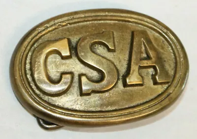 Antique Style Military Civil War Confederate CSA Belt Buckle Oval SOLID Brass  • $14.99