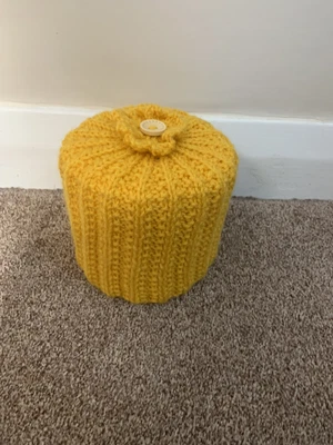 £6.50 • Buy Hand Knitted Toilet Roll Cover Spare Toilet Roll Holder In Ochre/ Mustard Colour