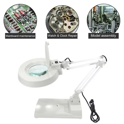 10/20X Magnifier LED Workbench Desk Lamp Reading Magnifying Glass Lens • $39.99