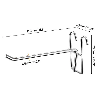 6  Steel Chrome Finish Shop Organizers Display Hooks Grid Wall Mesh H1026 • £16.34