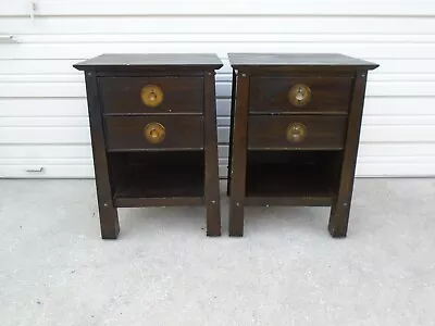 Pair Pier One Nightstands Shanghai Espresso Bed Side Tables Asian Pyramid Two • $399