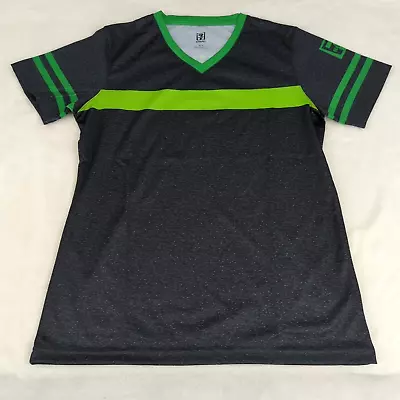 7-11 7-Eleven Black Green Poly V Neck Shirt Uniform Jersey Women's Small *NEW • $14.99