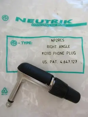 (1x) NEUTRIK Connector NP2RCS 1/4  Slim Right Angle Male Mono TS Plug NP2RX NIP • $6.50