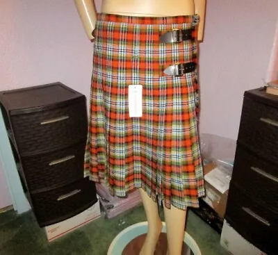 NWT Scottish Tartan DELUXE Highlands Size 34 KILT Wool Blend WRAP SKIRT Pleated • $49.77