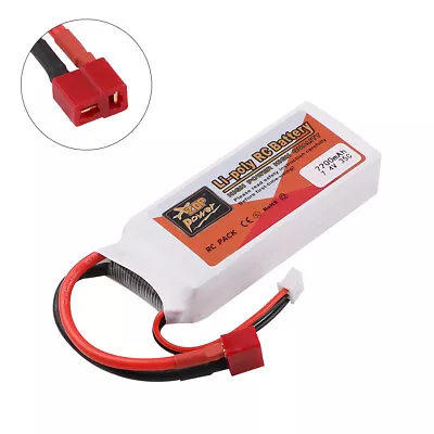 2200mAh 7.4V 2S LiPo Battery T Plug Deans Connector F RC Car Airplane Helicopter • £15.98