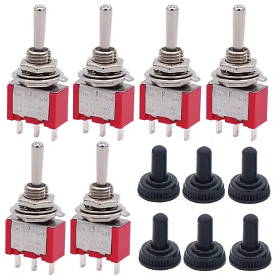 /6Pcs Mini Momentary Toggle Switch SPDT 3 Position 3 Pins (0N)-Off-(On) Miniatur • $15.99