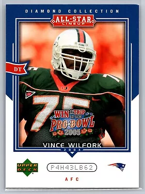 2004 Upper Deck Diamond Collection All-Star Lineup Vince Wilfork #AS34 Rookie RC • $1.89