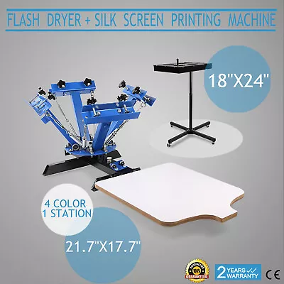 4 Color Screen Printing 1 Station Kit 18  X 24  Flash Dryer Wheels Wood Cutting • $307.99