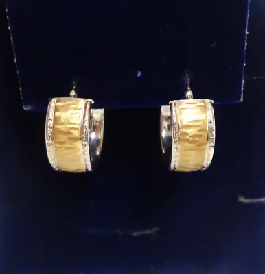 18ct Gold Two Colour Hoop Earrings Length 18 Mm -  Width 9 Mm- 4.7 Grams • £275