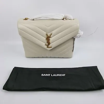 Saint Laurent Medium Loulou Y-Quilted Leather Crema Soft Bag New • $4117.19