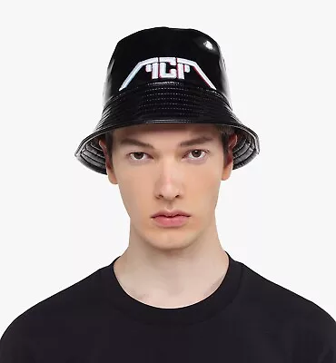 MCM Meta Cyberpunk Logo Embroidery Bucket Hat In Glossy Black NWT $350 • $195