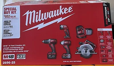 Milwaukee 2696-25 M18 5-Tool Combo Kit With 2-Batteries Charger • $325.97