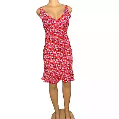 Express Women's Vintage Ditsy Y2K Slip Dress Pink Floral Print Ruffle Size 3/4 • $35